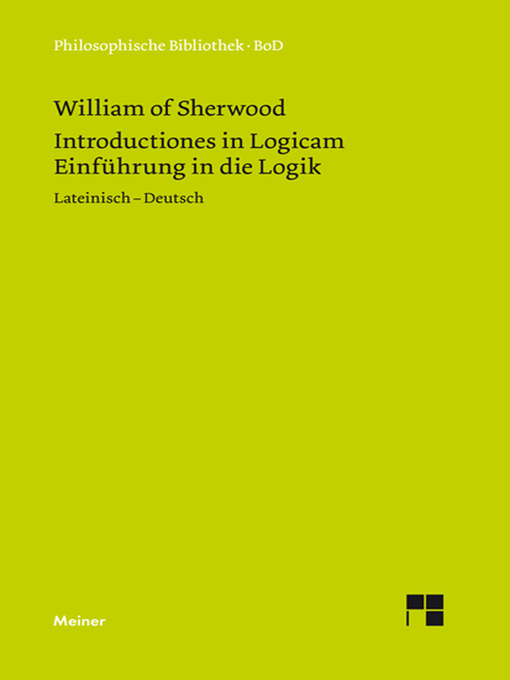 Upplýsingar um Introductiones in Logicam. Einführung in die Logik eftir William of Sherwood - Biðlisti